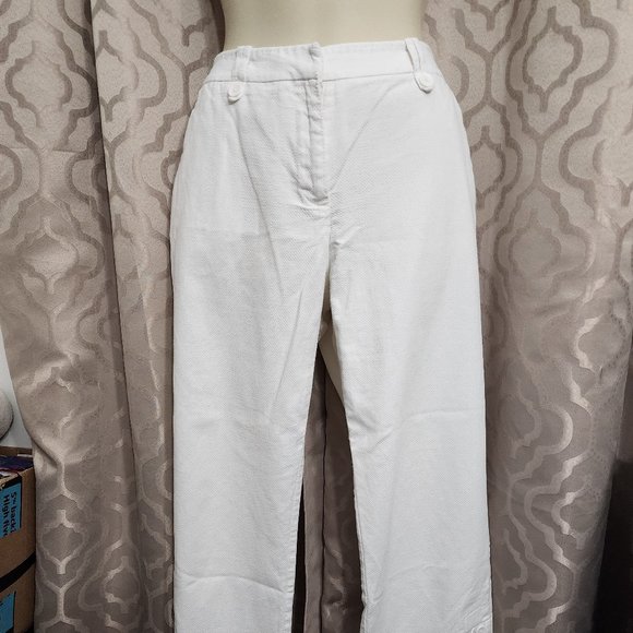 Anne Klein Sport Stretch White Cotton/Spandex Cropped Size 6 - Picture 1 of 8